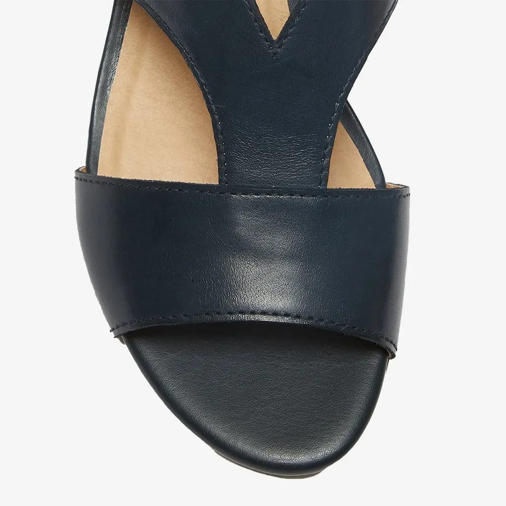 Valetta Heel in Navy Leather