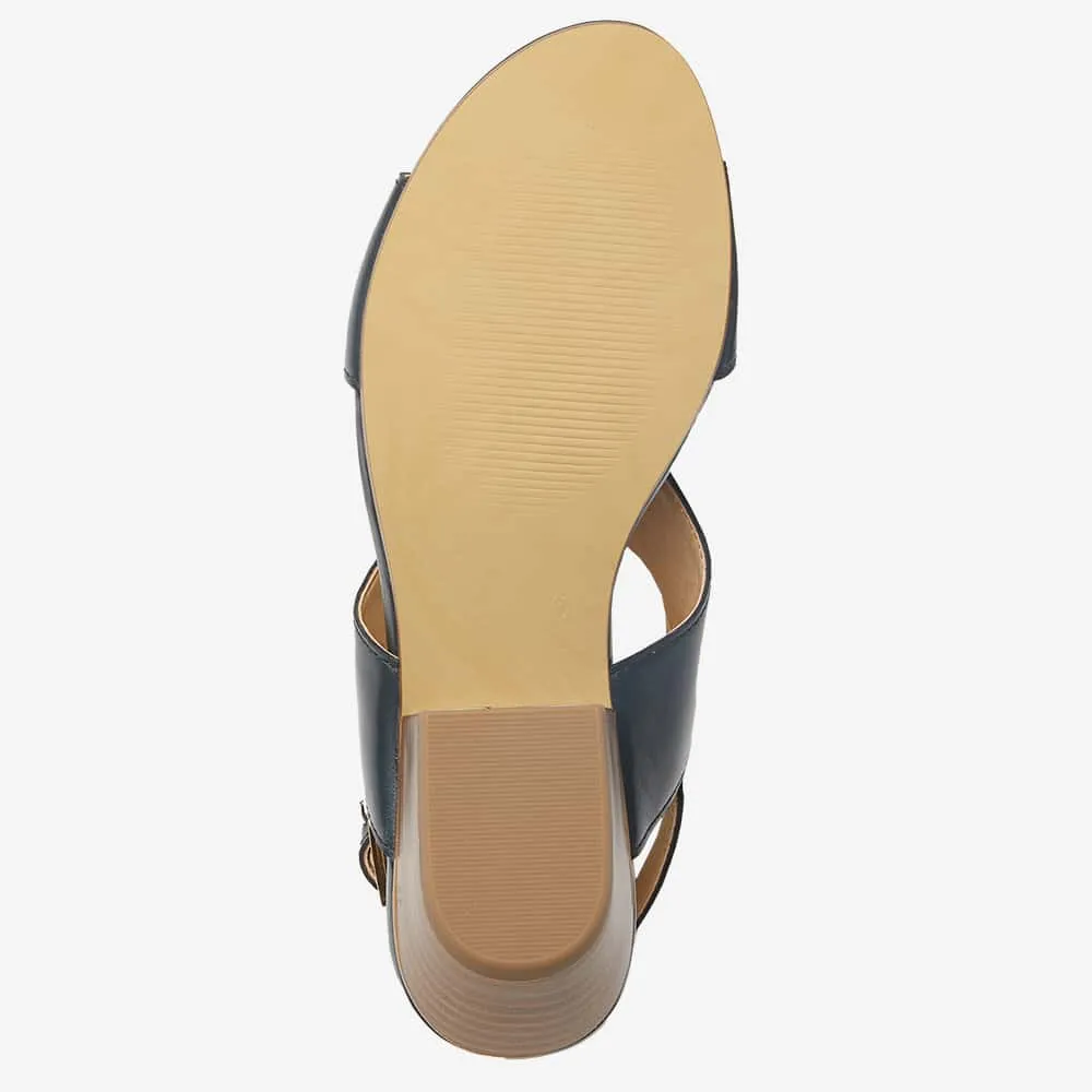 Valetta Heel in Navy Leather