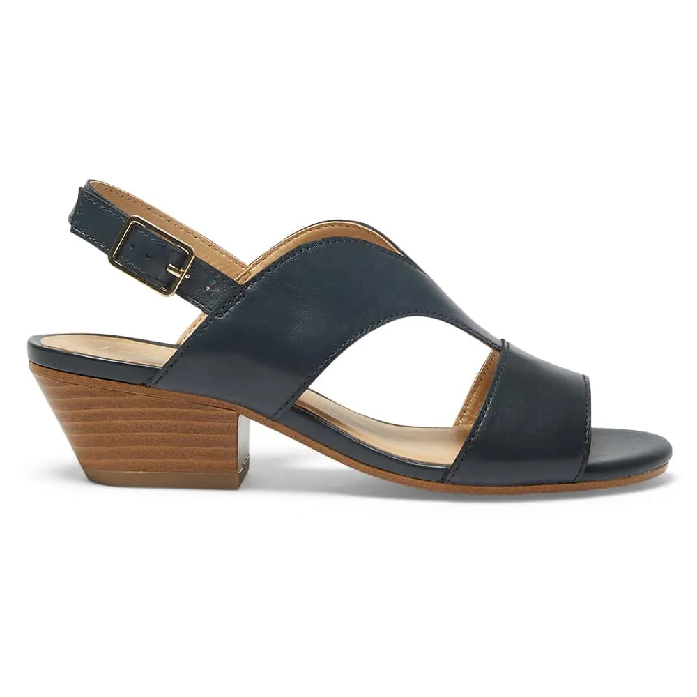 Valetta Heel in Navy Leather