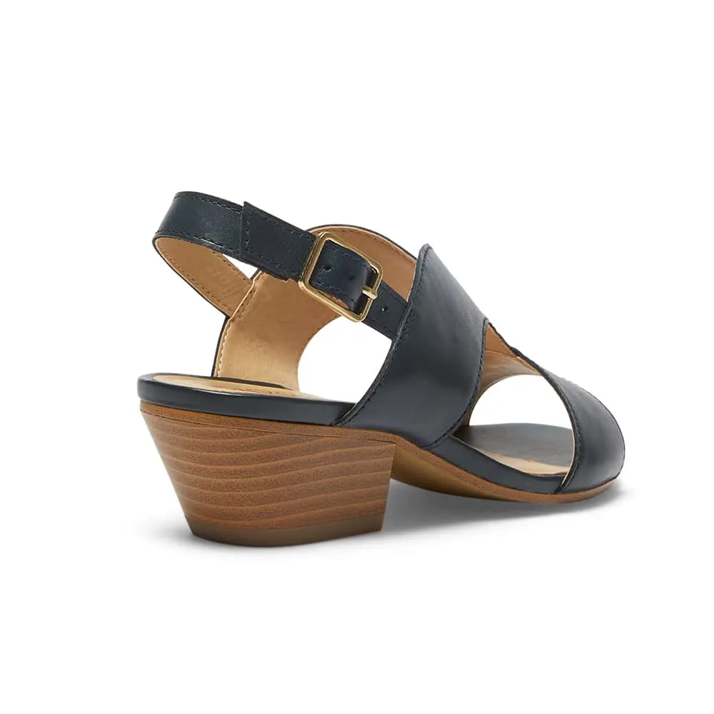 Valetta Heel in Navy Leather