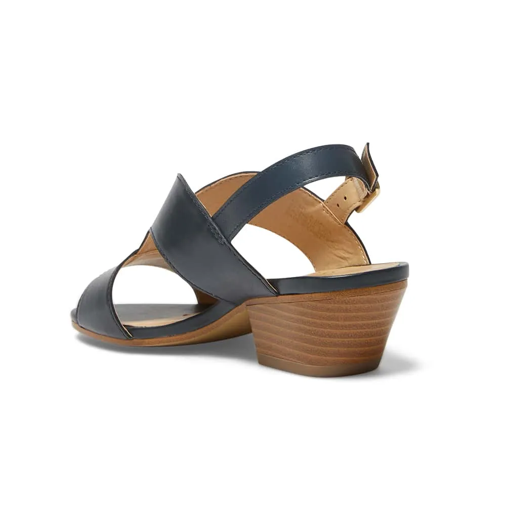 Valetta Heel in Navy Leather