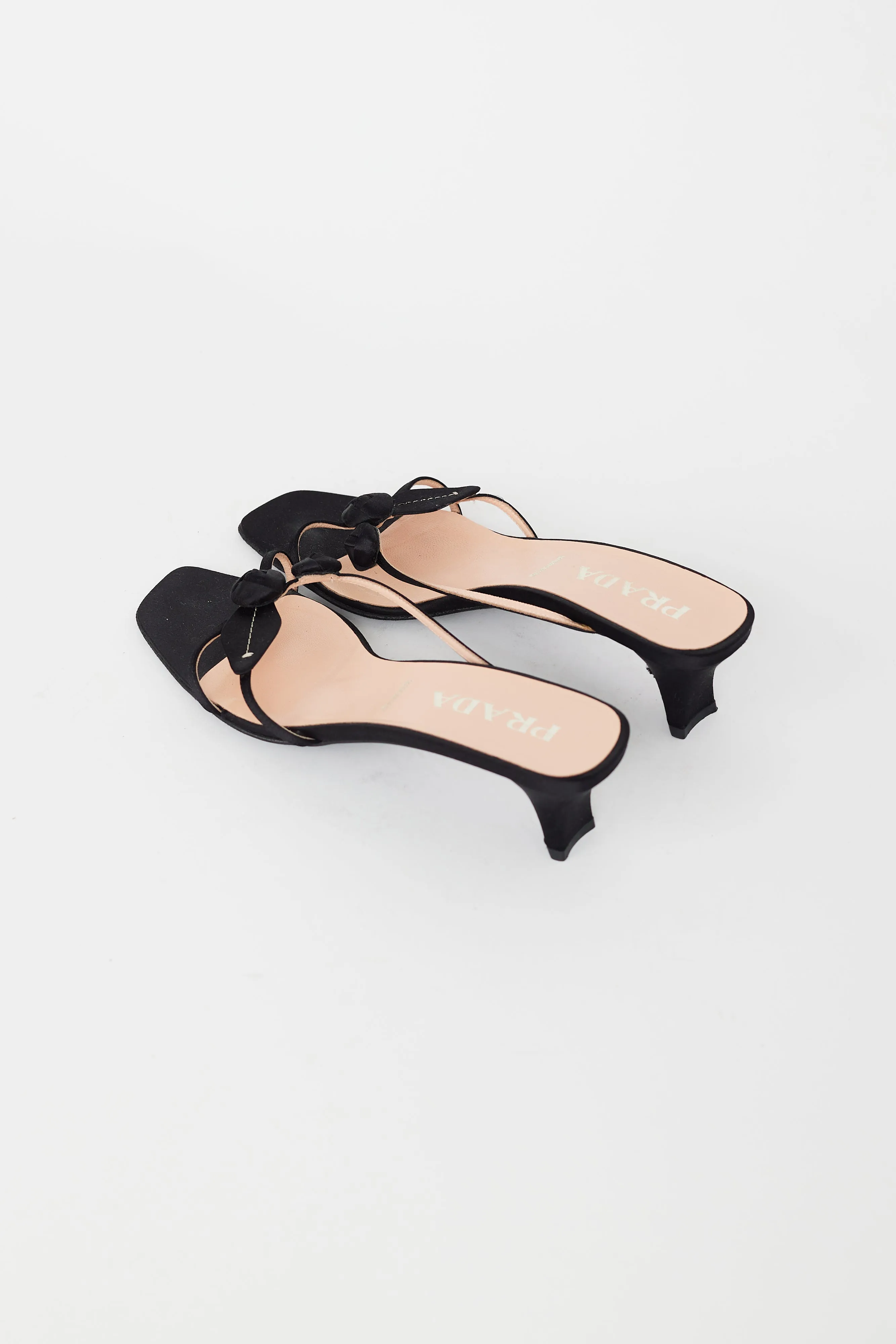 Vintage Black Satin Embellished Rosette Sandal