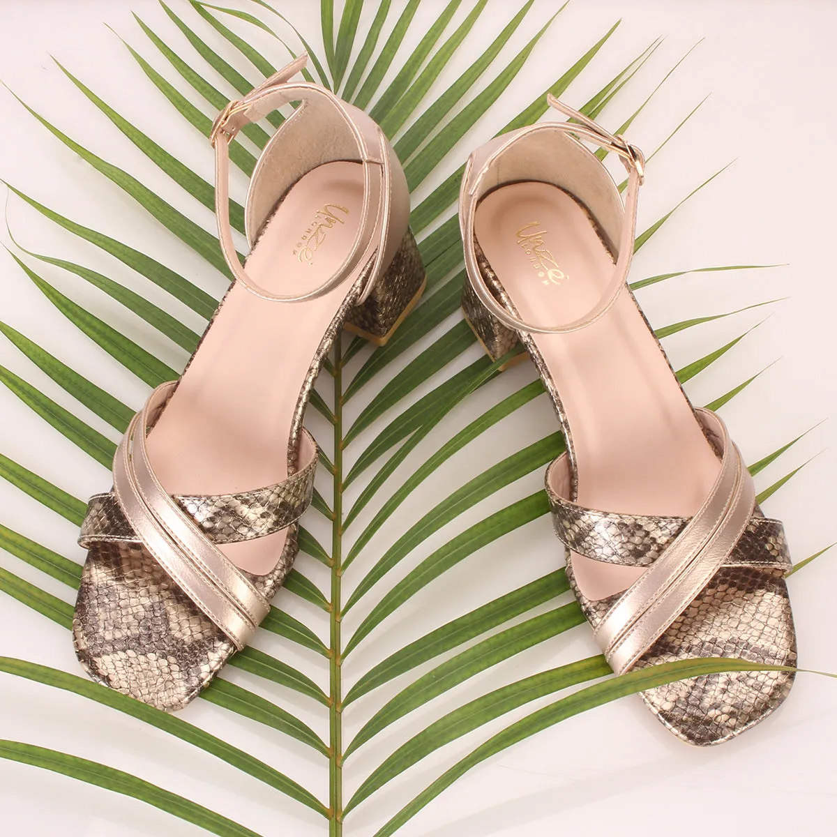 Womens "ESTEIA" Block Heeled Summer Sandals