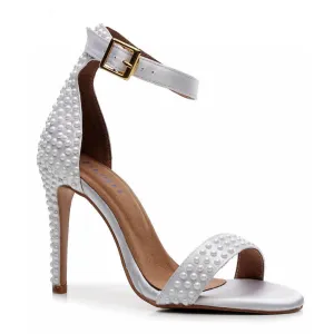 Zuri - White Satin Pearl - Rubber Sole